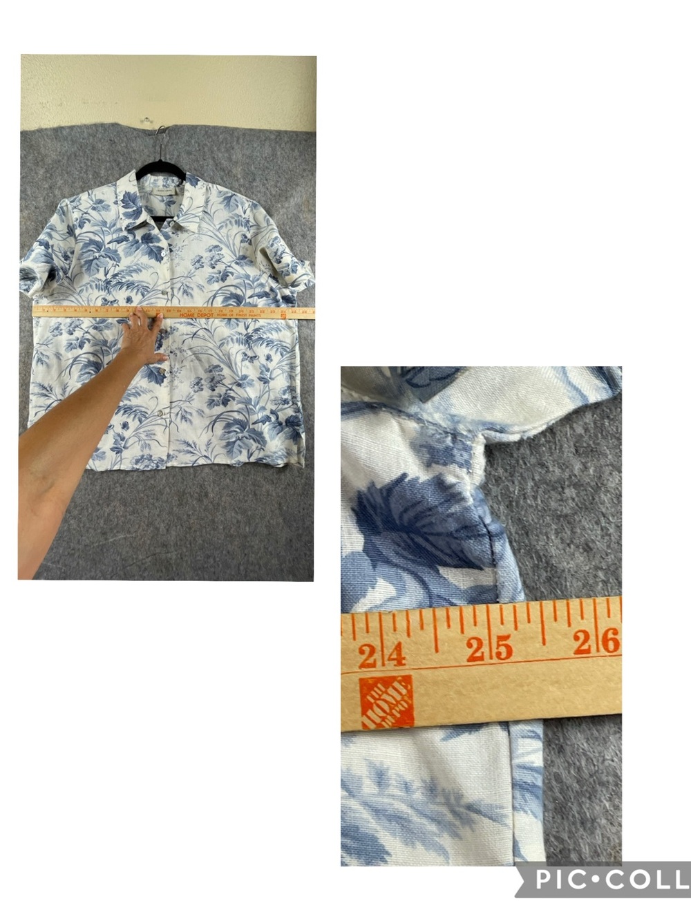 Lemon Grass Linen Blend Button Up Romantic Cottagecore Botanical Shirt - XL - Picture 12 of 13